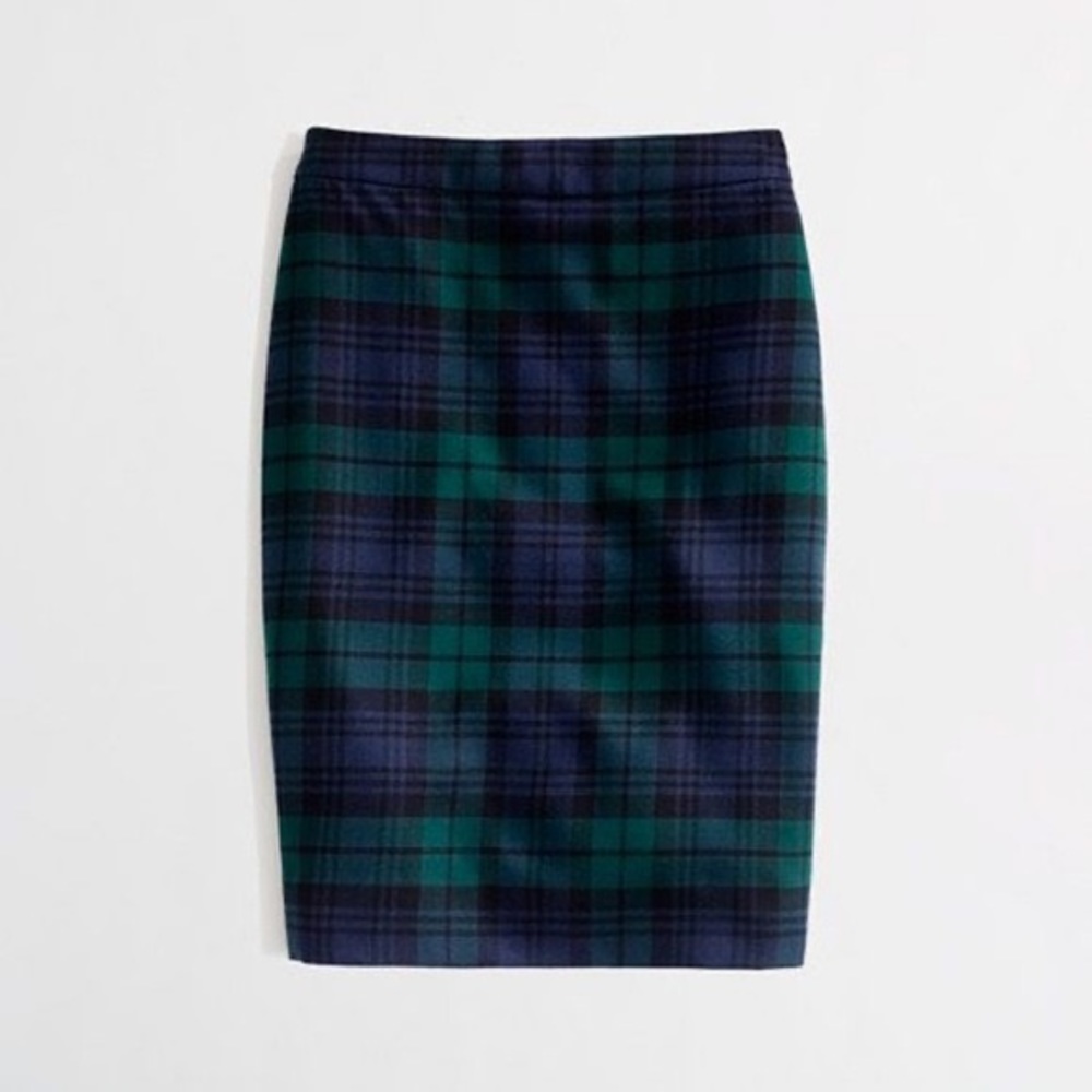 J. Crew Plaid wool-blend pencil skirt